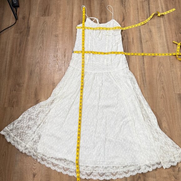 Vintage Jessica McClinktock Lace Drop Waist Slip Maxi Dress Ethereal Coquette S - Picture 6 of 12